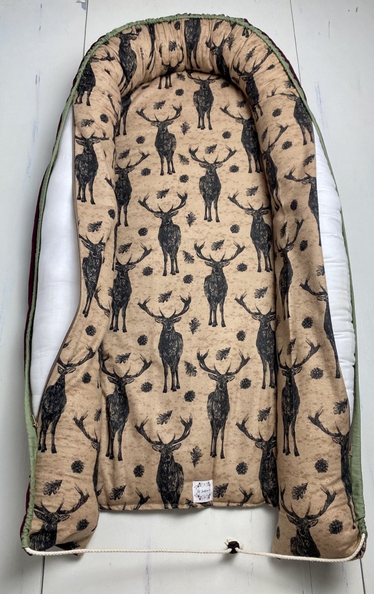 Baby Nest- Deer on Maroon - The Southern Nest