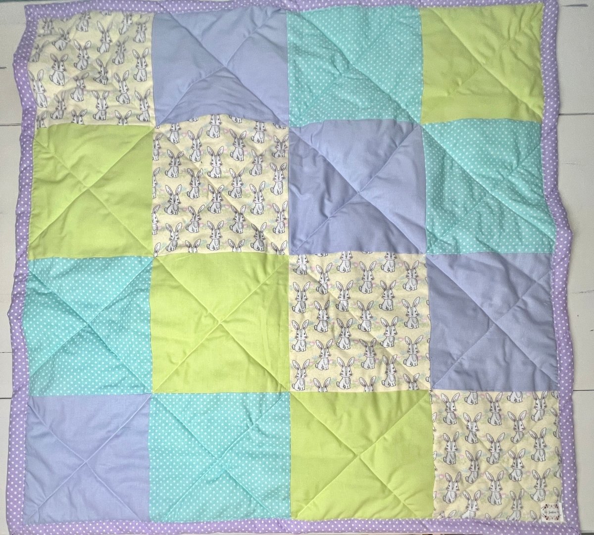 Baby Quilt- Neutral Pastel Bunnies - The Southern Nest