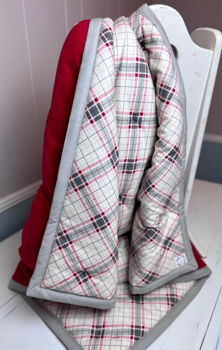 Baby Quilt- Tufted Red and Gray Plaid - The Southern Nest