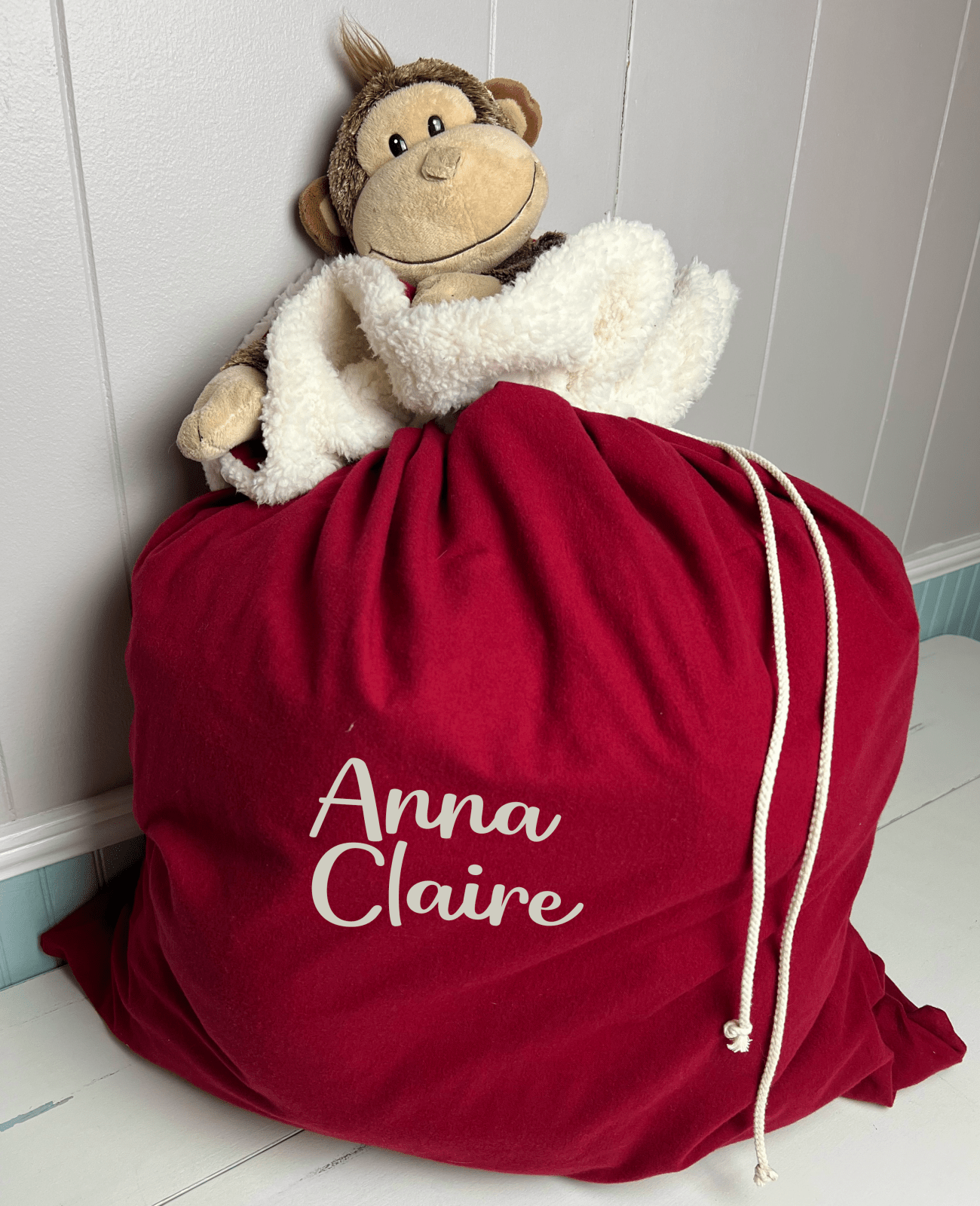 Santa Bag- Medium Dark Red - The Southern Nest