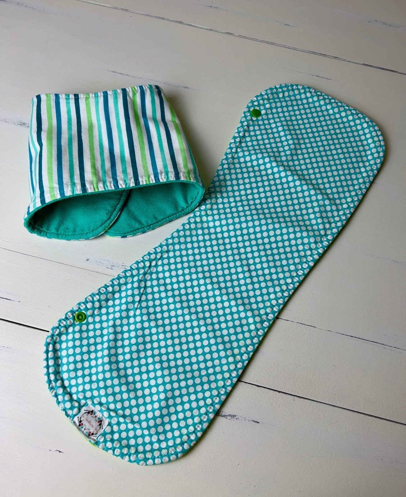 Burpy Bibs- Aqua Dots and Stripes - The Southern Nest