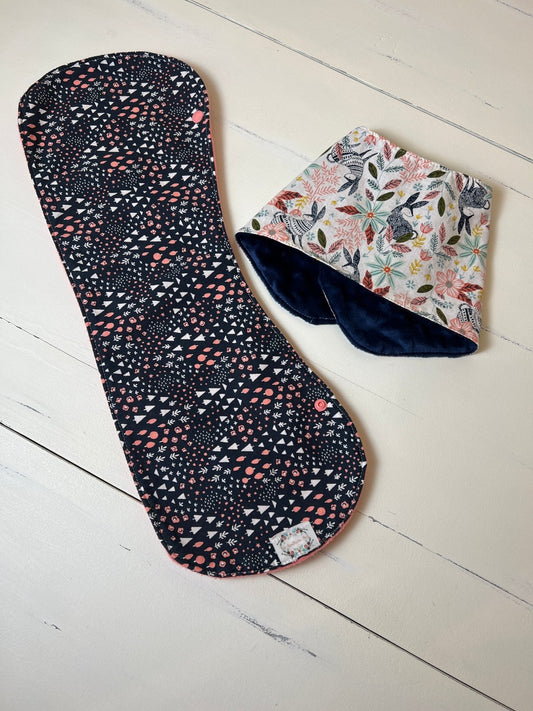 Burpy Bibs - Navy and Peach Boho - The Southern Nest