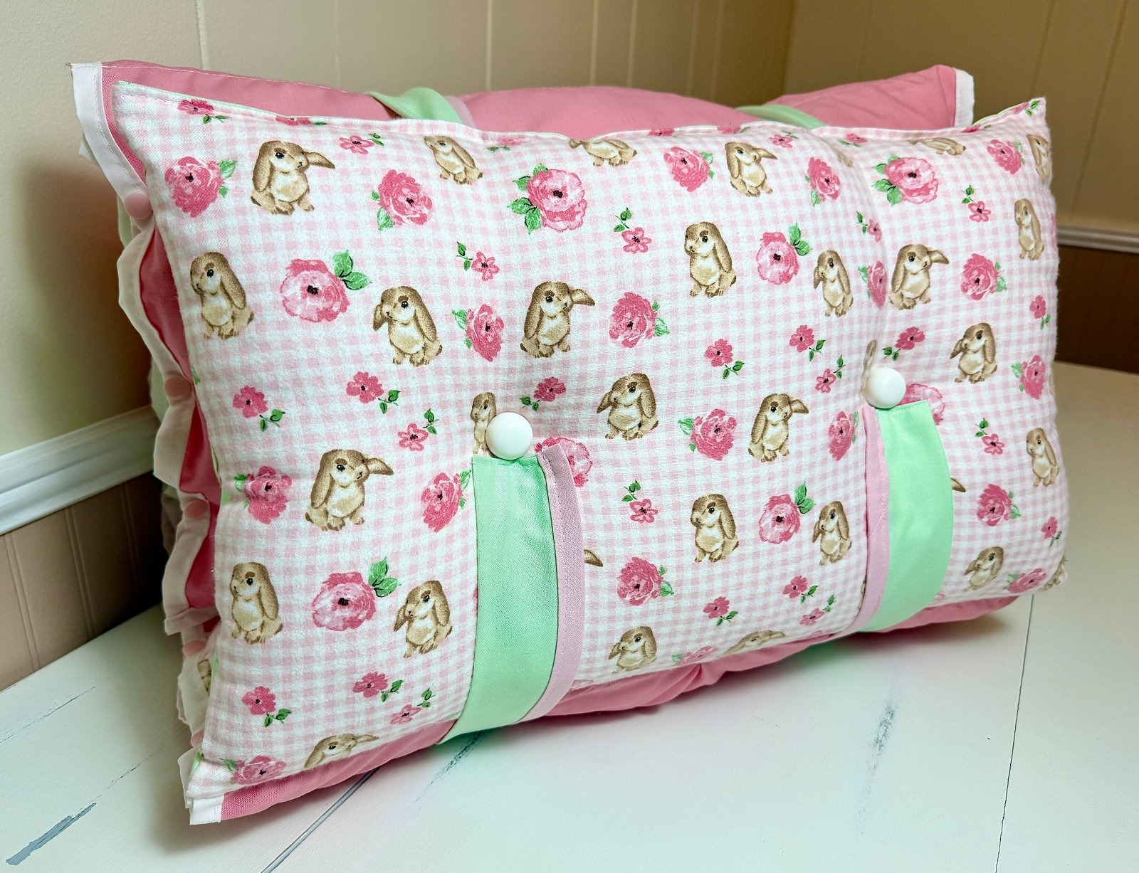 Nap Mat - Grandmillennial Bunnies - The Southern Nest