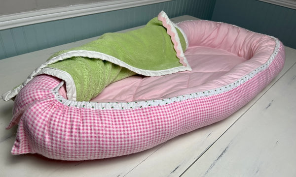 Baby Nest- Pink Gingham  - The Southern Nest