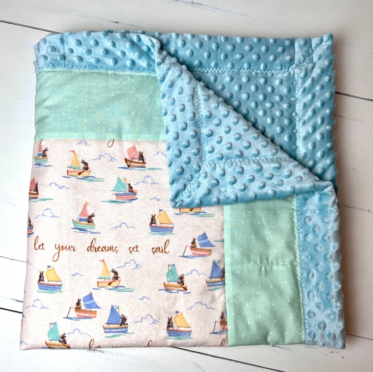 Baby Quilt- Boats and Bunnies - The Southern Nest