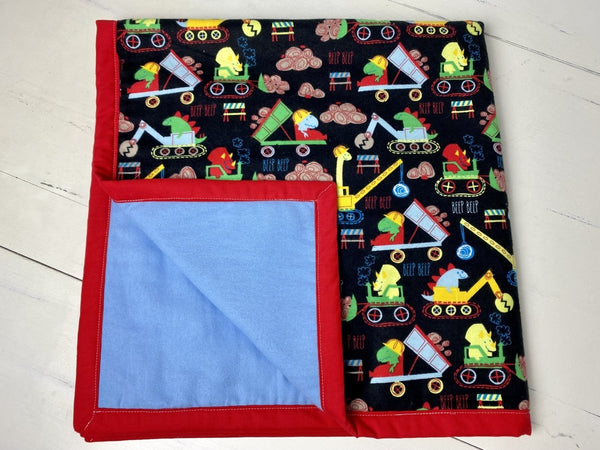 Baby Quilt- Construction Trucks and Dinos - The Southern Nest