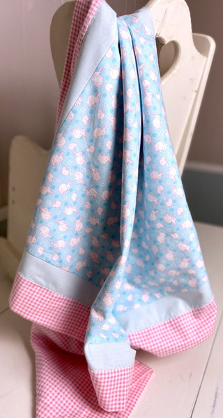 Baby Quilt Gingham and Bunnies - The Southern Nest