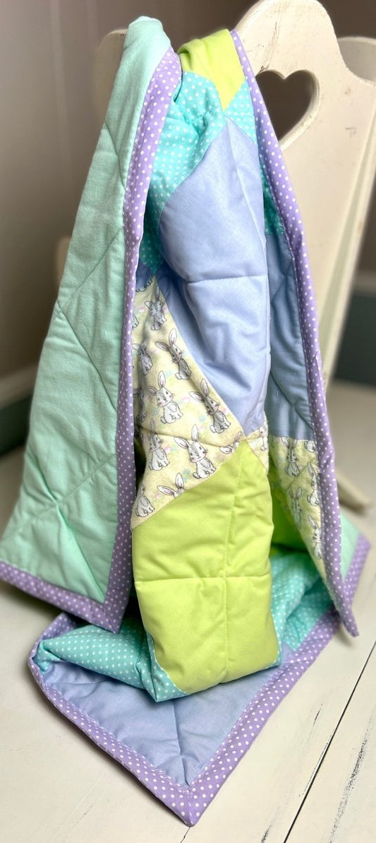 Baby Quilt- Neutral Pastel Bunnies - The Southern Nest