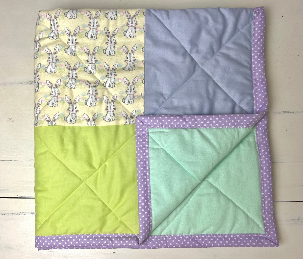 Baby Quilt- Neutral Pastel Bunnies - The Southern Nest