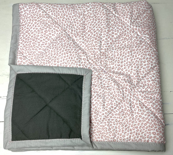 Baby Quilt- Pink and Gray Cheetah - The Southern Nest