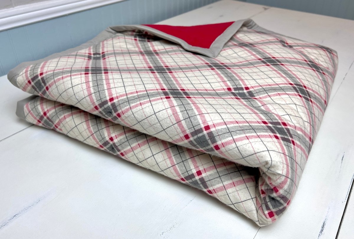 Baby Quilt- Tufted Red and Gray Plaid - The Southern Nest