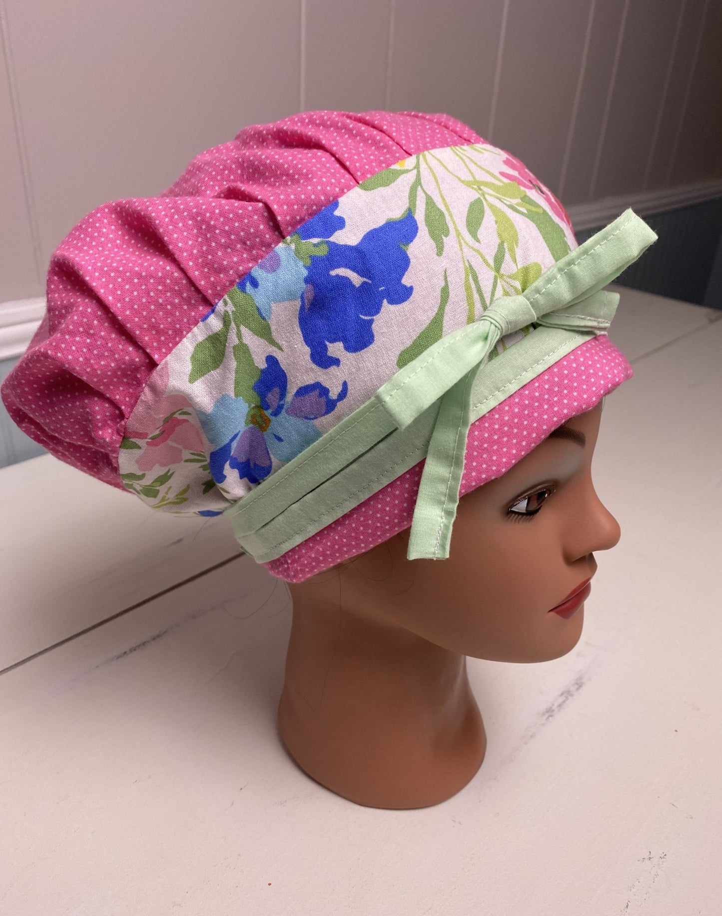 Bouffant Scrub Cap- Bouquet and Dots - The Southern Nest