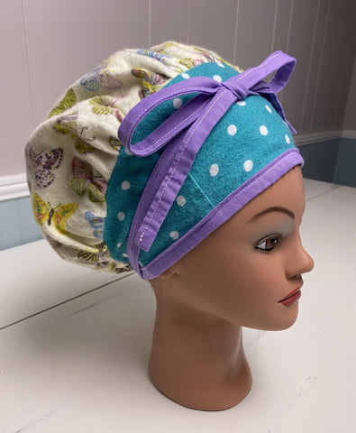 Bouffant Scrub Cap- Butterflies and Dots - The Southern Nest