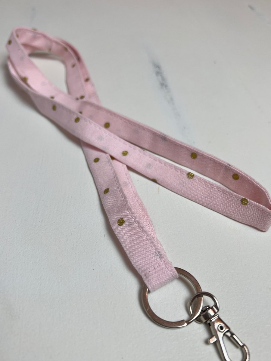 Lanyard- Gold Dots on Pink - The Southern Nest
