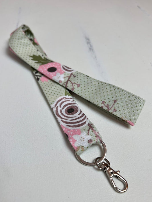 Lanyard- Pink Metallic Floral - The Southern Nest