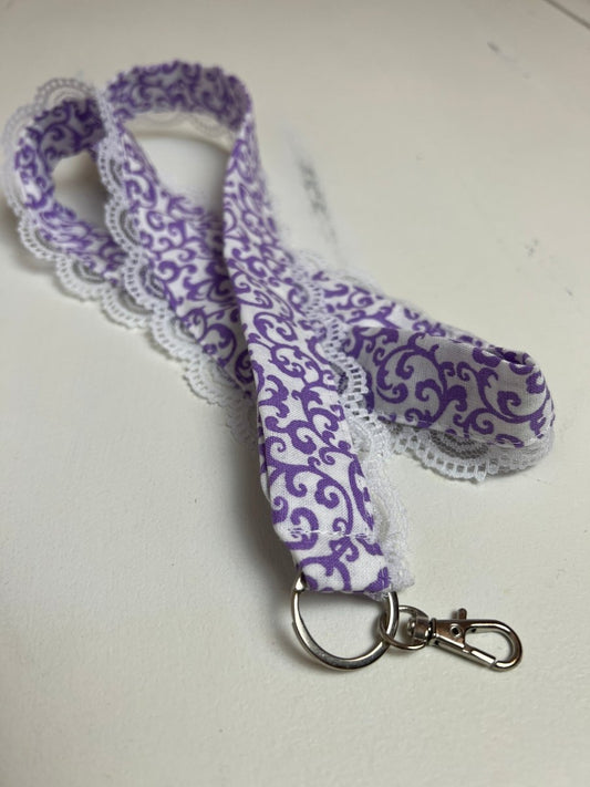 Lanyard- Purple Swirls and Lace - The Southern Nest