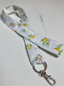 Lanyard- Vintage Floral on White - The Southern Nest