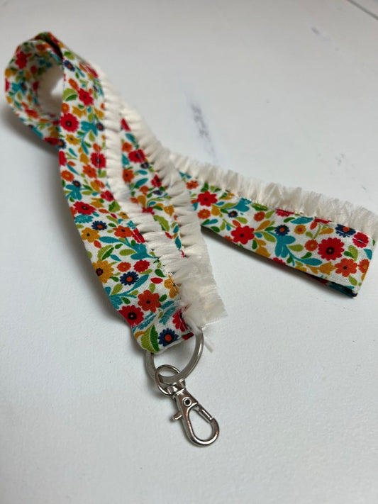 Lanyard- Vintage Floral with Fringe - The Southern Nest