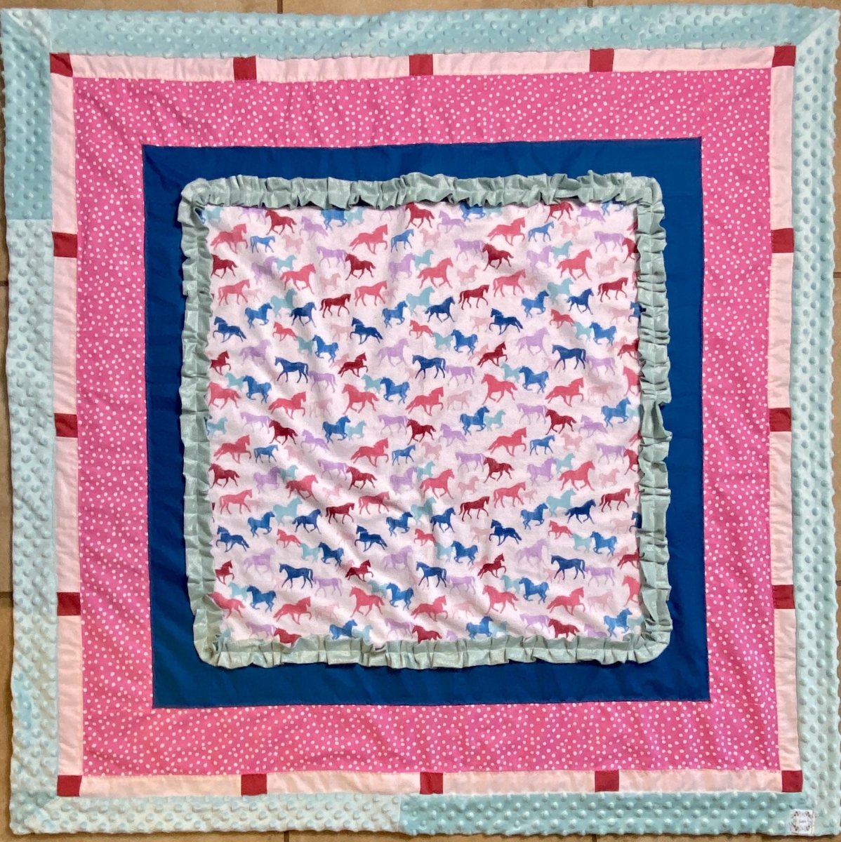 Mini-throw Quilt- Girly Horses - The Southern Nest