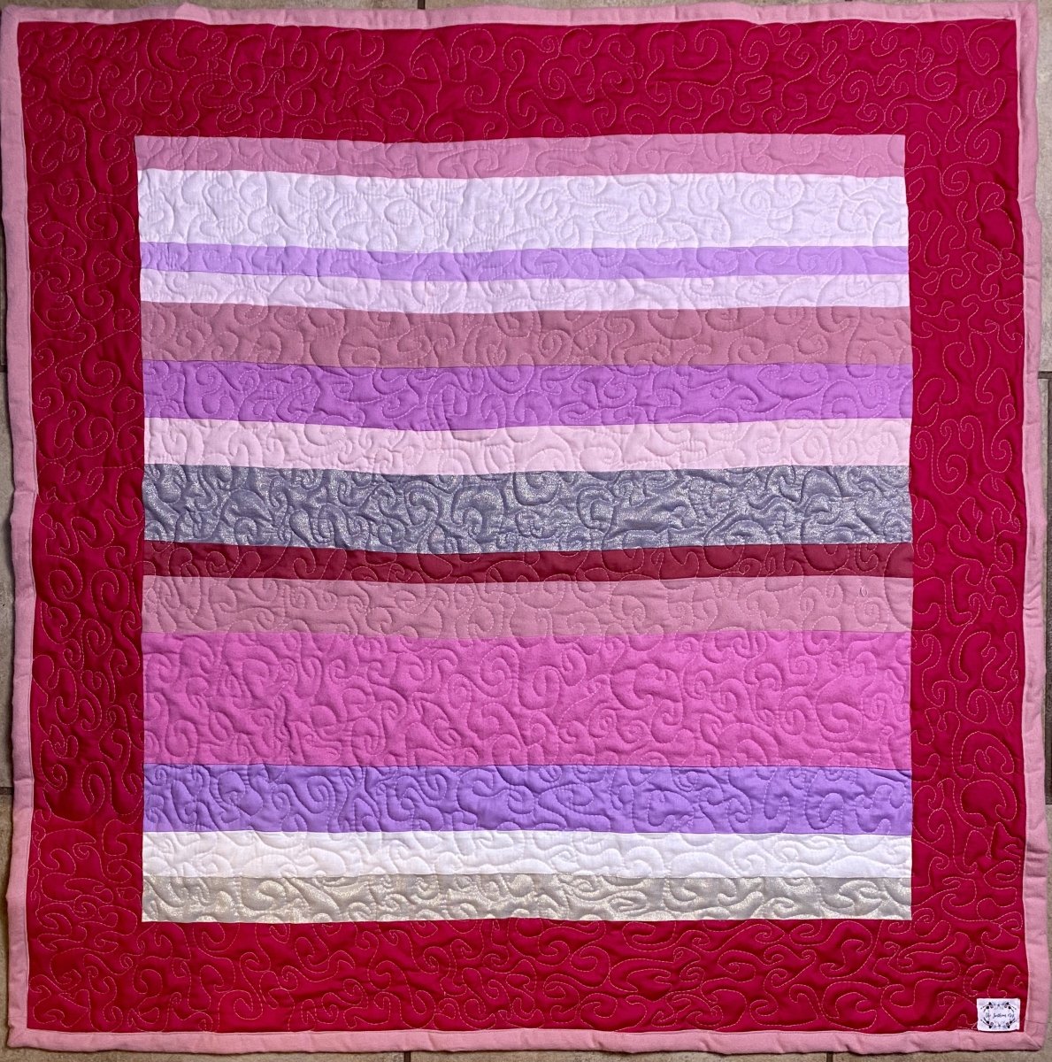 Mini-Throw Quilt- Pink and Purple Stripes - The Southern Nest