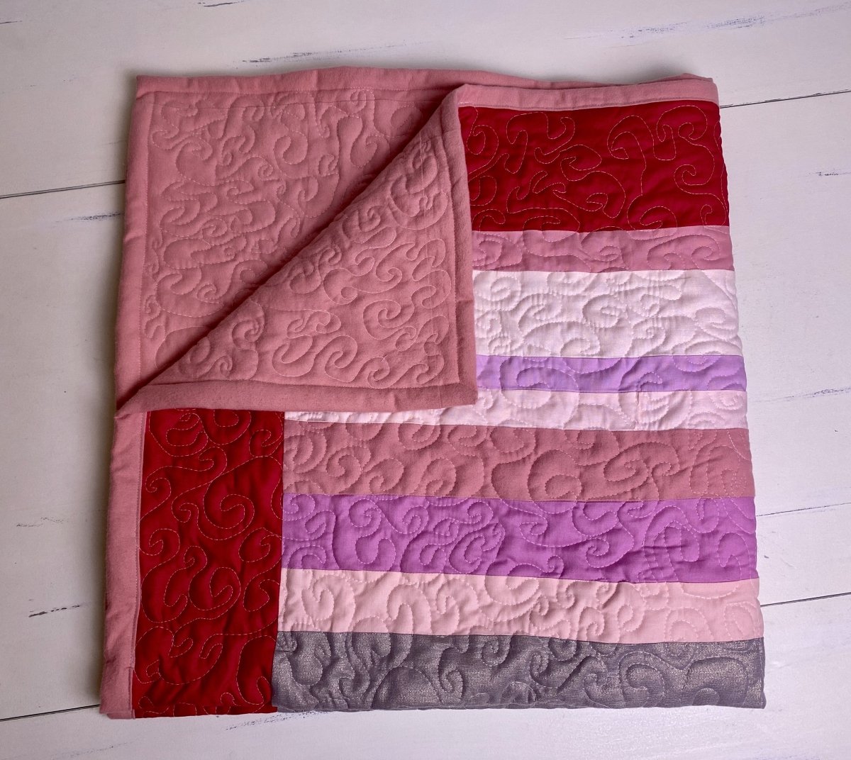 Mini-Throw Quilt- Pink and Purple Stripes - The Southern Nest
