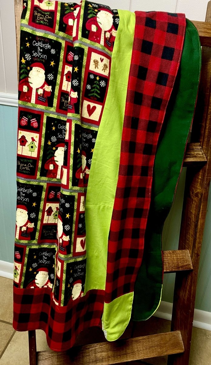 Throw Quilt- Santa and Buffalo Plaid - The Southern Nest
