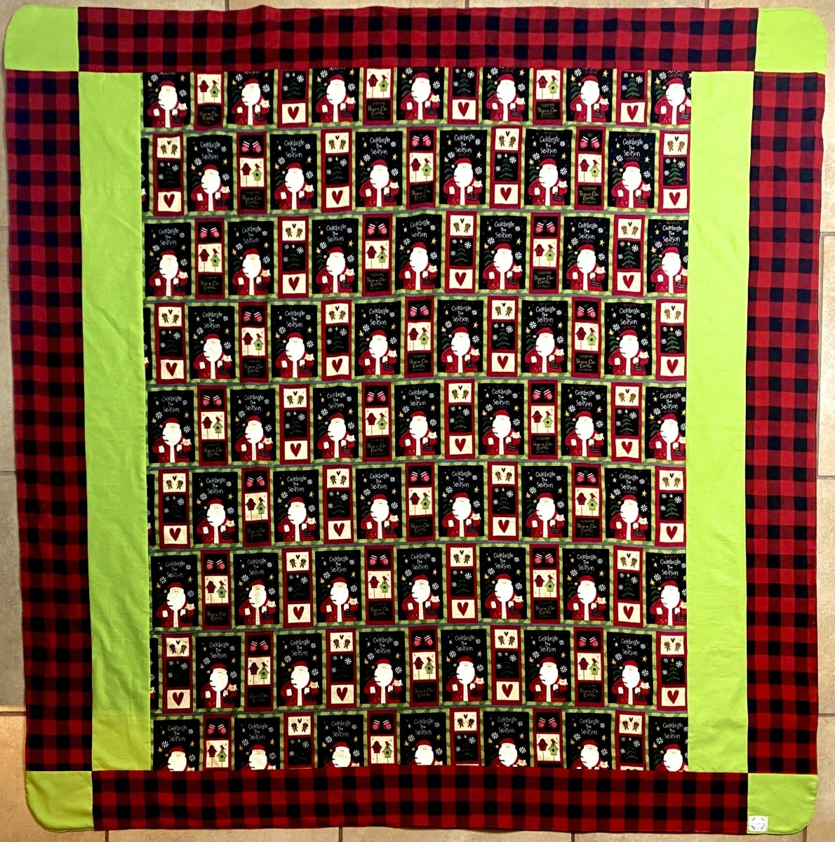 Throw Quilt- Santa and Buffalo Plaid - The Southern Nest